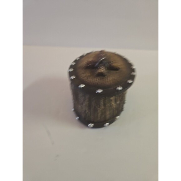 Western Cross Trinket Box Oval Rustic Wood Resin Brown Decorative Storage Box - Picture 5 of 10